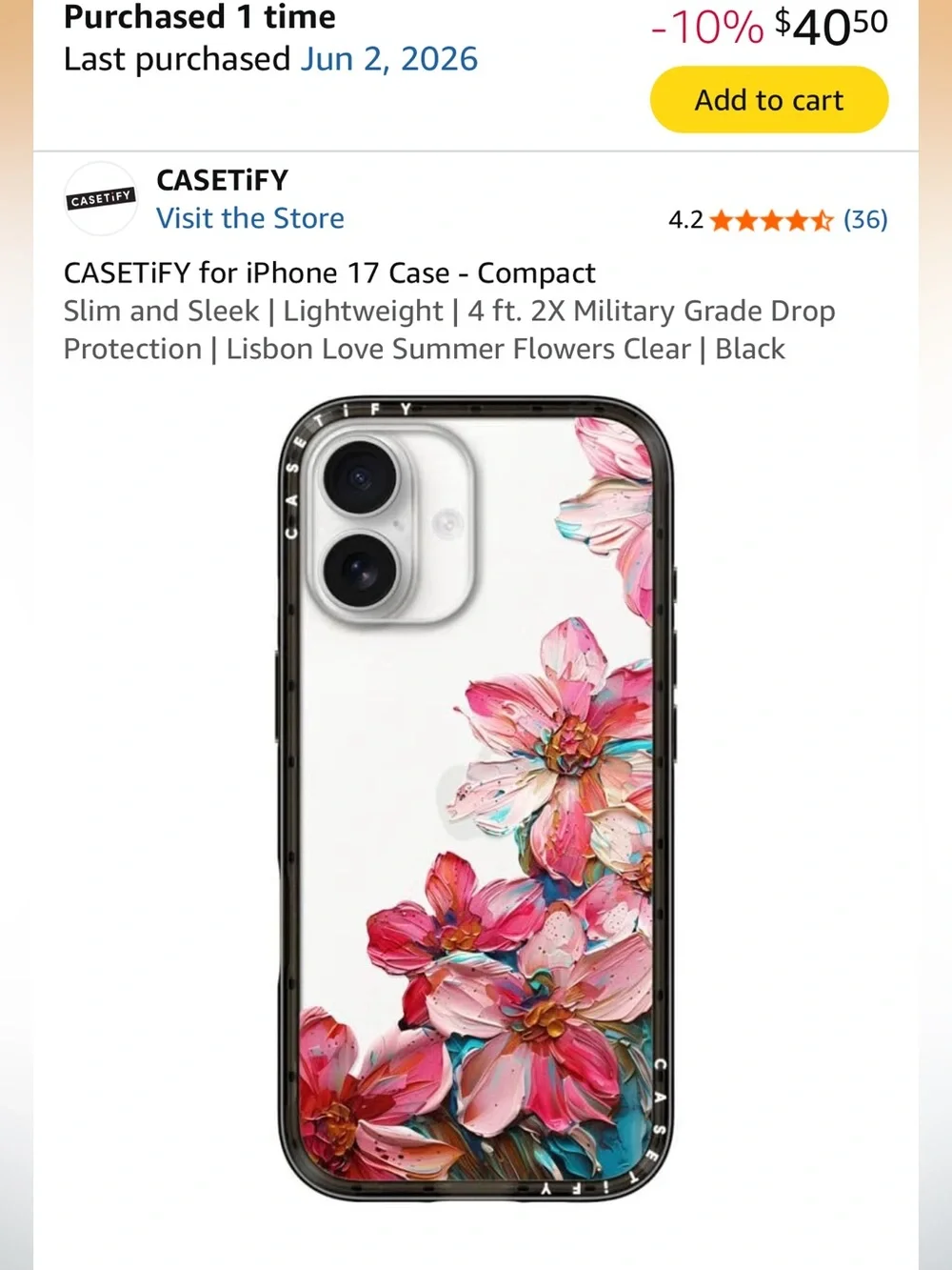 Casetify Pink Floral Clear iPhone 17 Case
